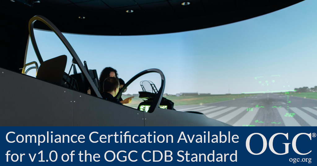 Banner announcing OGC compliance availability for CDB v1.0