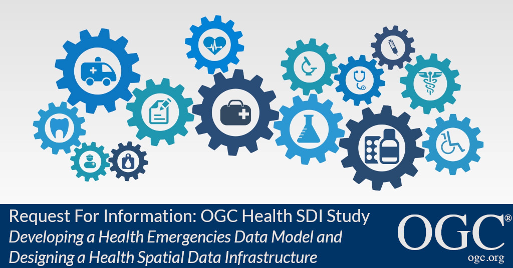 Banner announcing RFI for OGC Health Spatial Data Infrastructure Concept Development Study