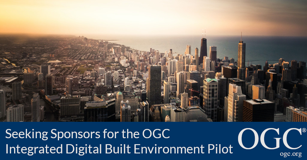Banner calling for sponsors for the OGC and bSI integrated digital built environment pilot