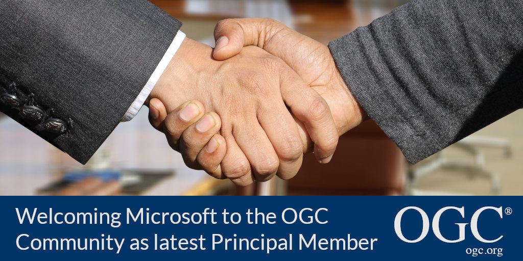 Banner welcoming Microsoft to the OGC Community