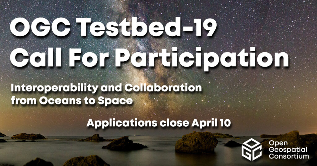 Banner announcing the call for participation for OGC Testbed-19