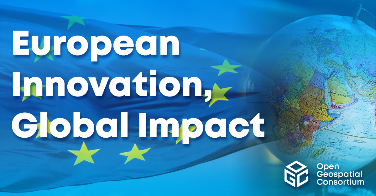 Banner of EU flag overlaid with text: "European Innovation, Global Impact"