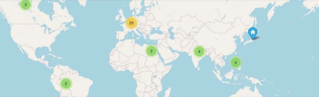 Countries where Code Sprint participants are located