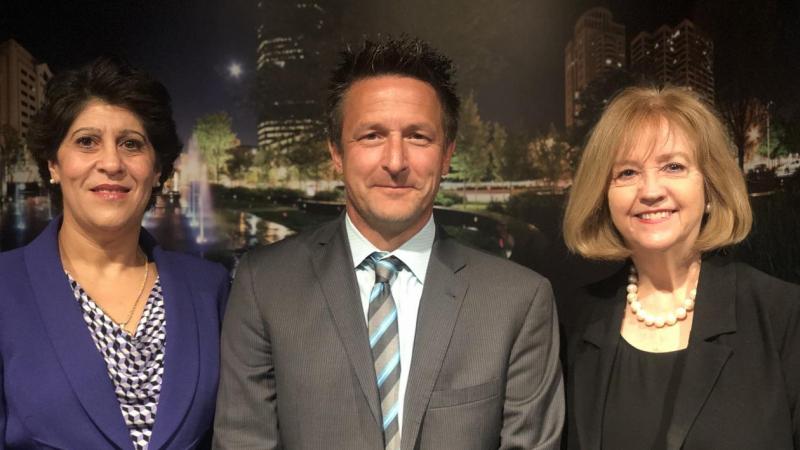 Left to right: Nadine Alameh, OGC CEO; Norman Speicher, Program Manager / Computer Scientist at DHS S&T; and Mayor Lyda Krewson, Mayor of the City of St. Louis., at the Launch of the PIlot.